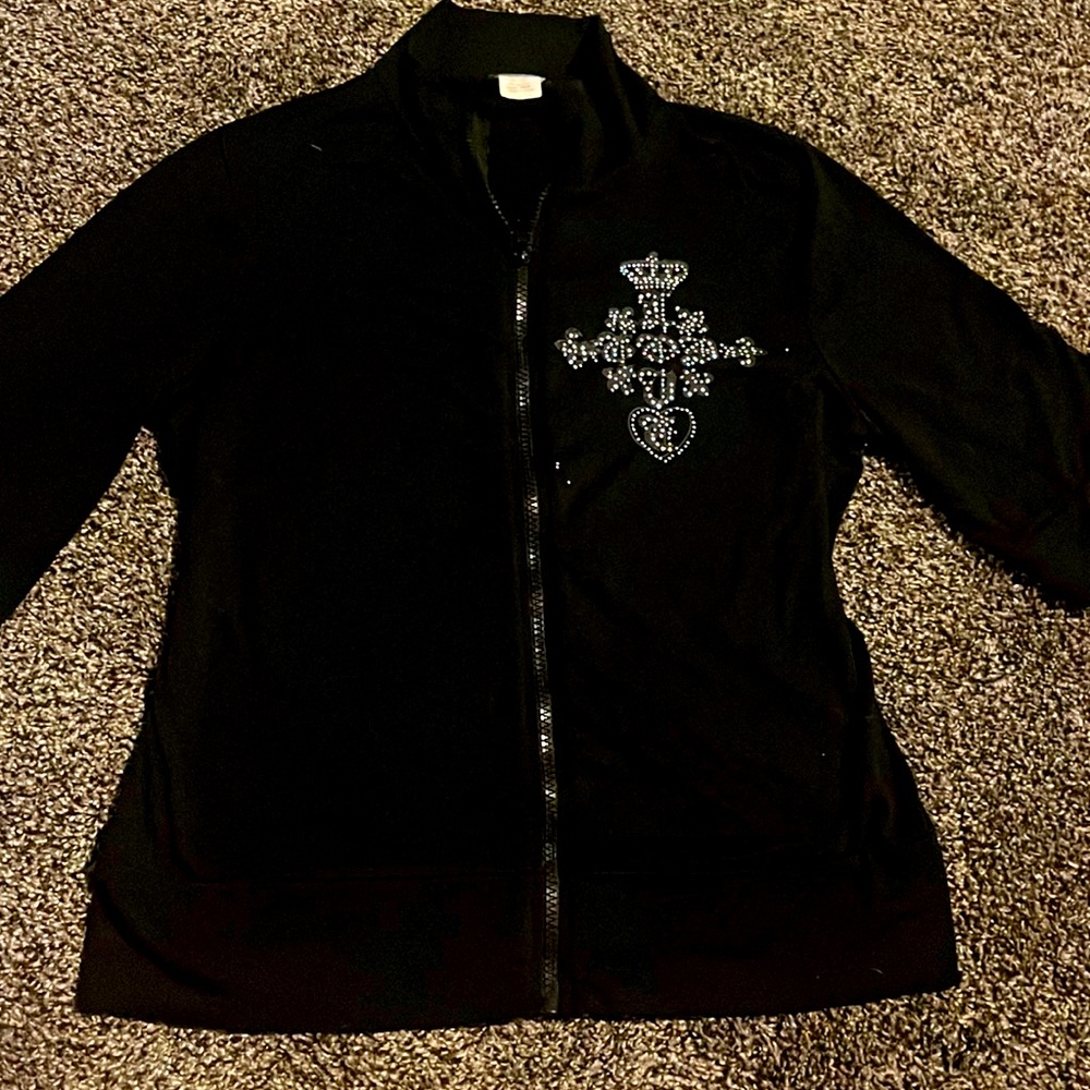 Lia Lee Black sweater with rhinestones